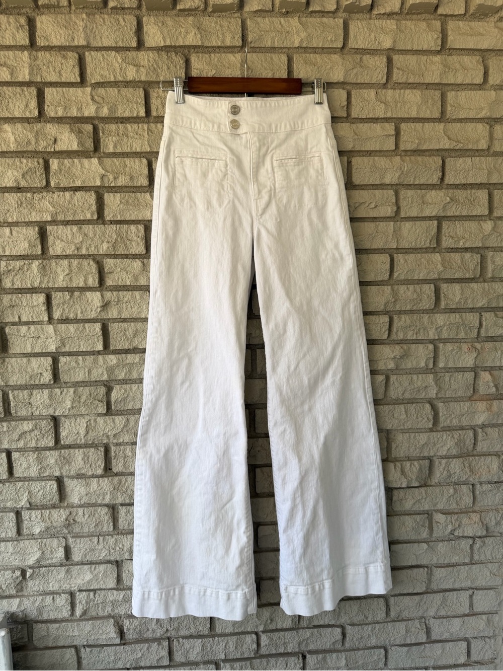 FRAME Le Hardy High Rise White Denim
Wide Leg Pants Size 25